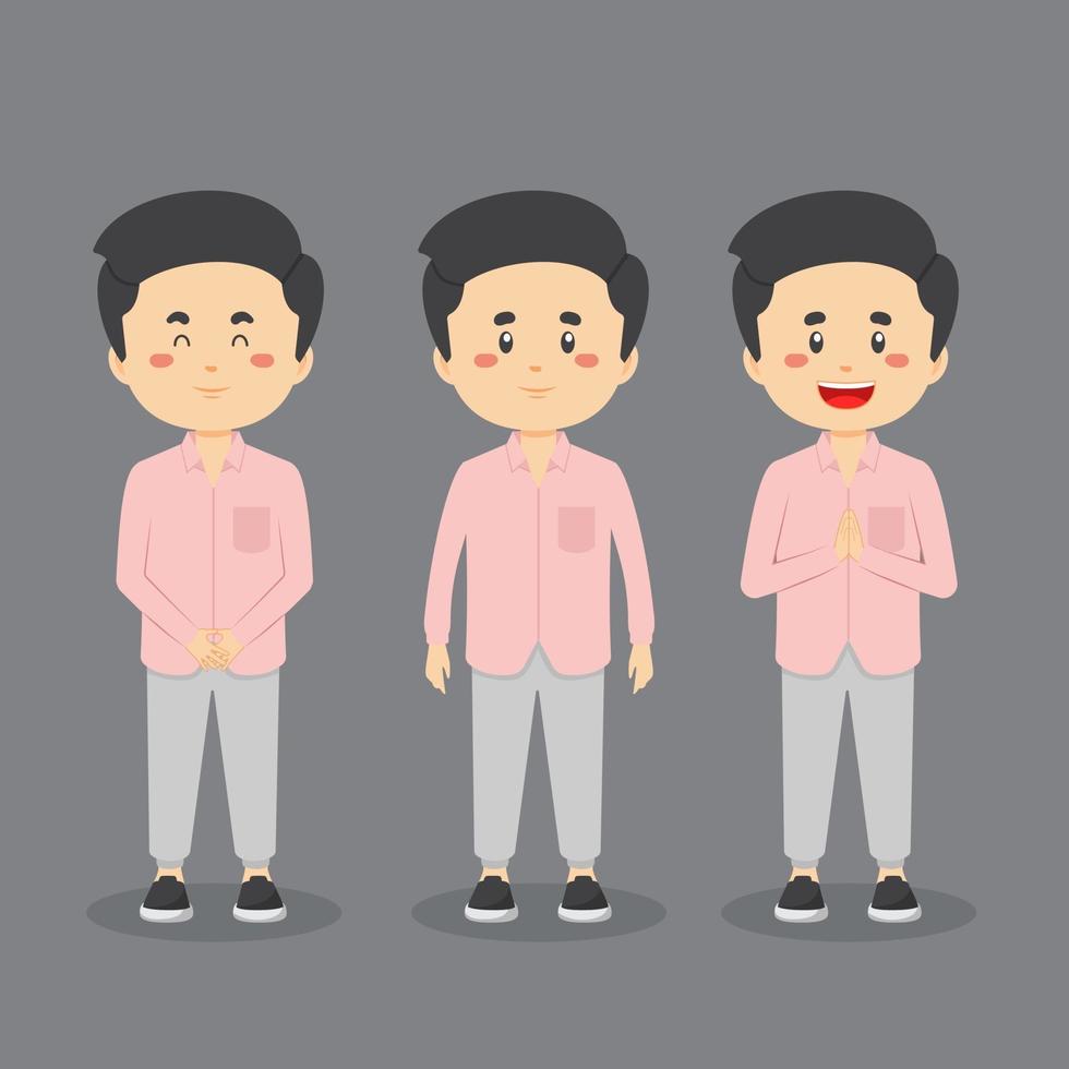 Muslim Casual Character with Various Expression vector