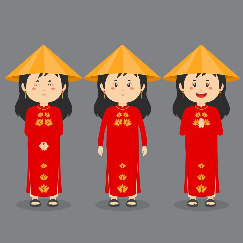 Vietnam Character with Various Expression vector