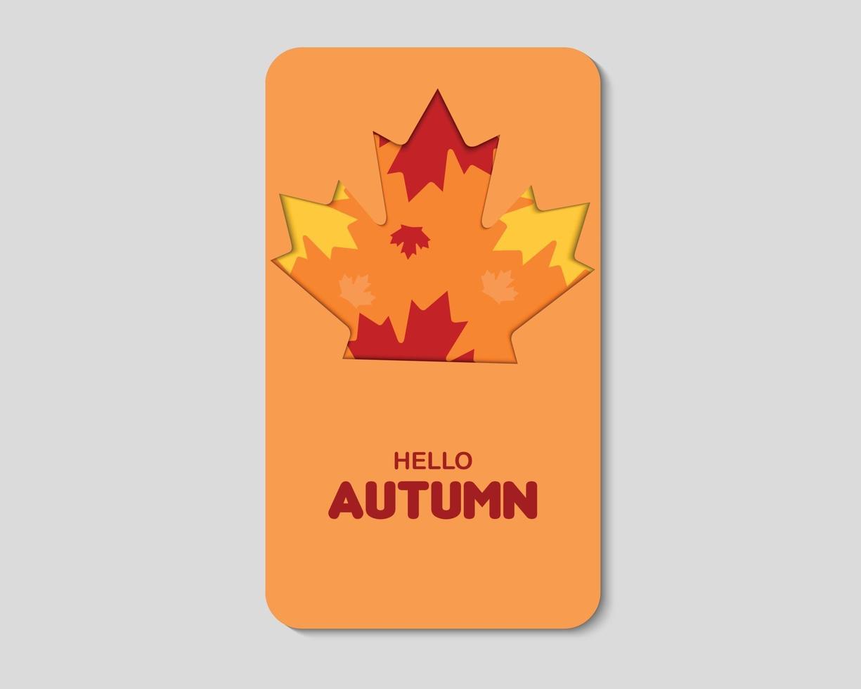 Hello Autumn Maple Leaf Paper Phone vector