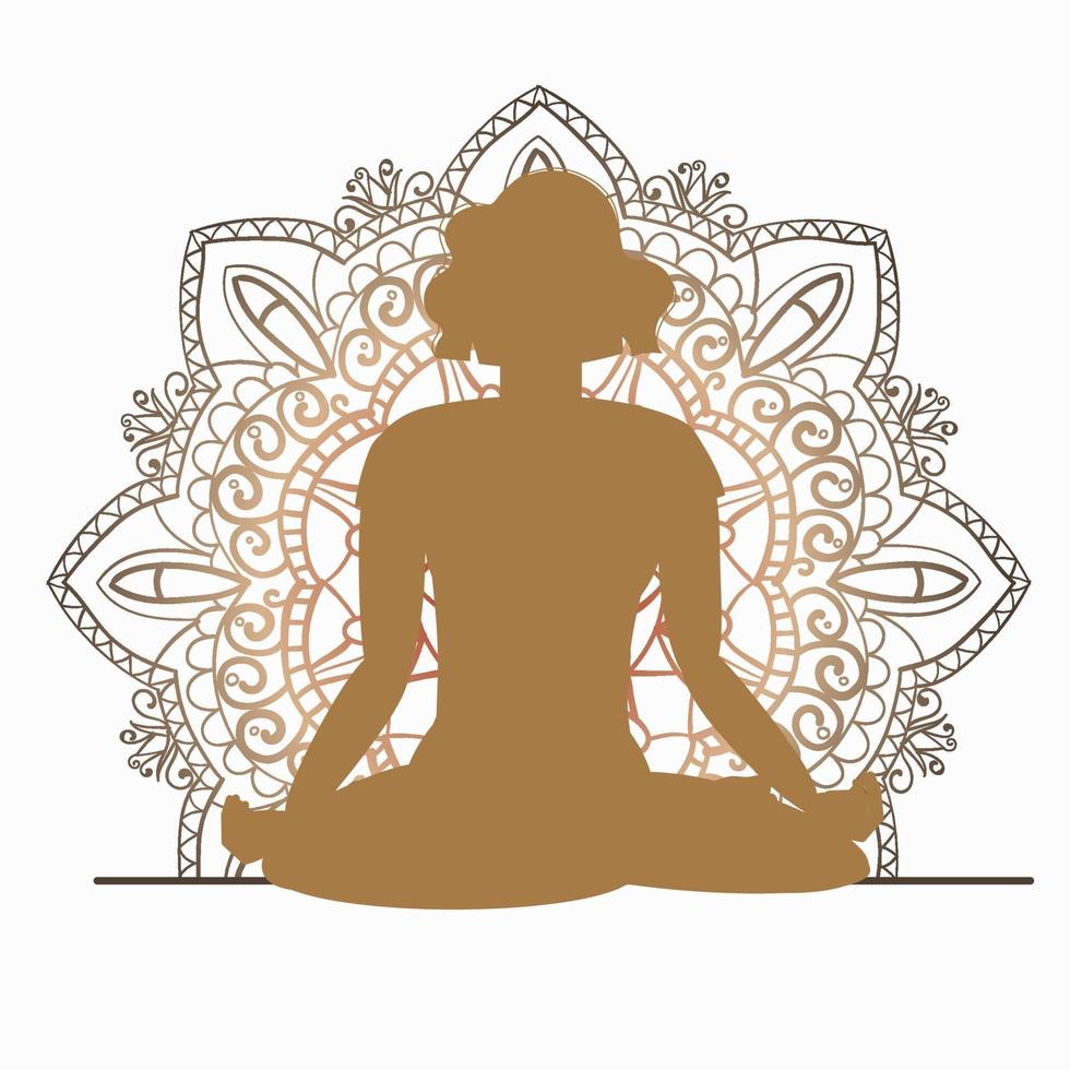 Yoga online. Sport at home. Silhouette of a girl vector