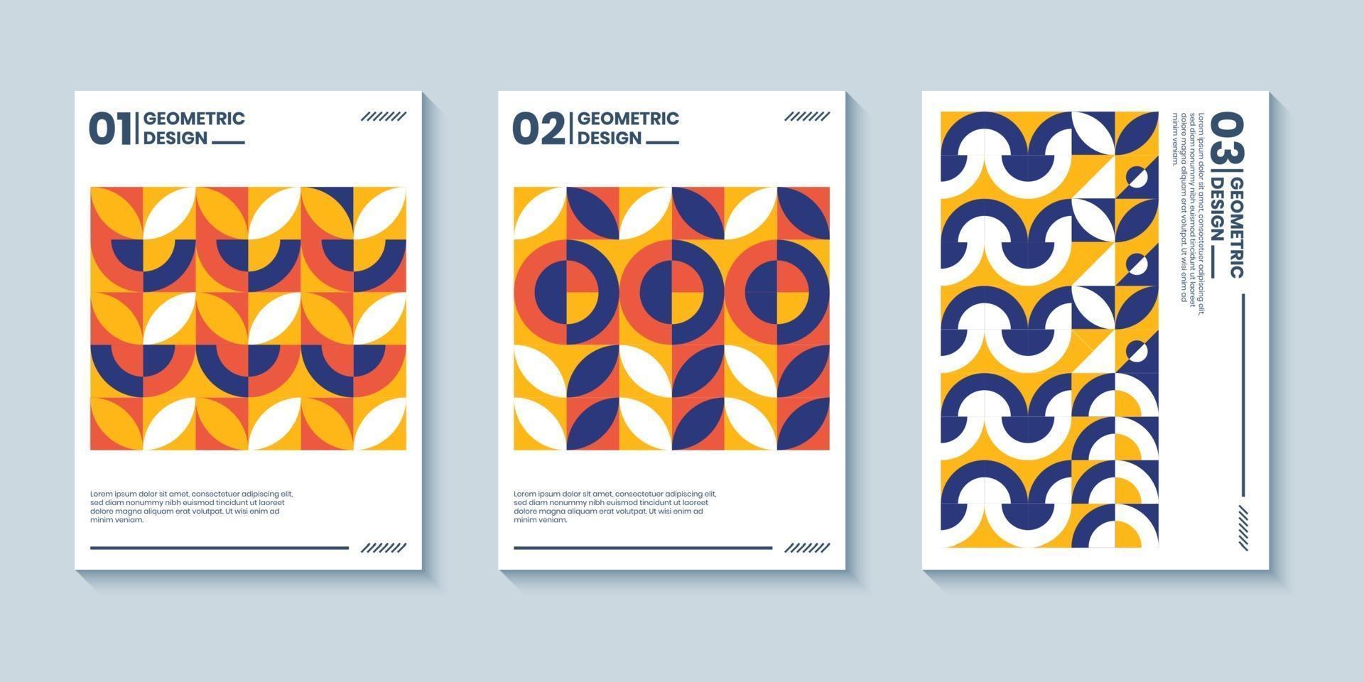 Abstract retro style cover background with geometric shape composition vector