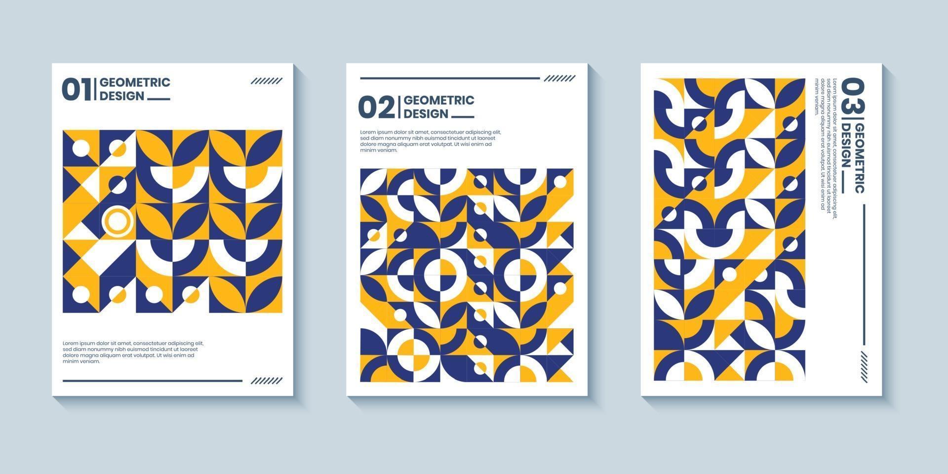 Abstract retro style cover background with geometric shape composition vector