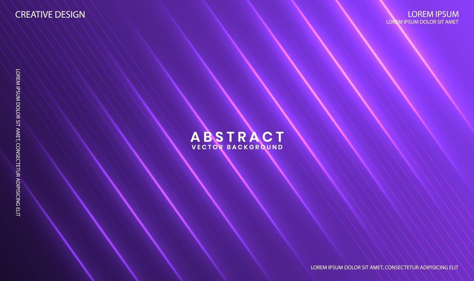 Abstract purple geometric background with neon light lines vector