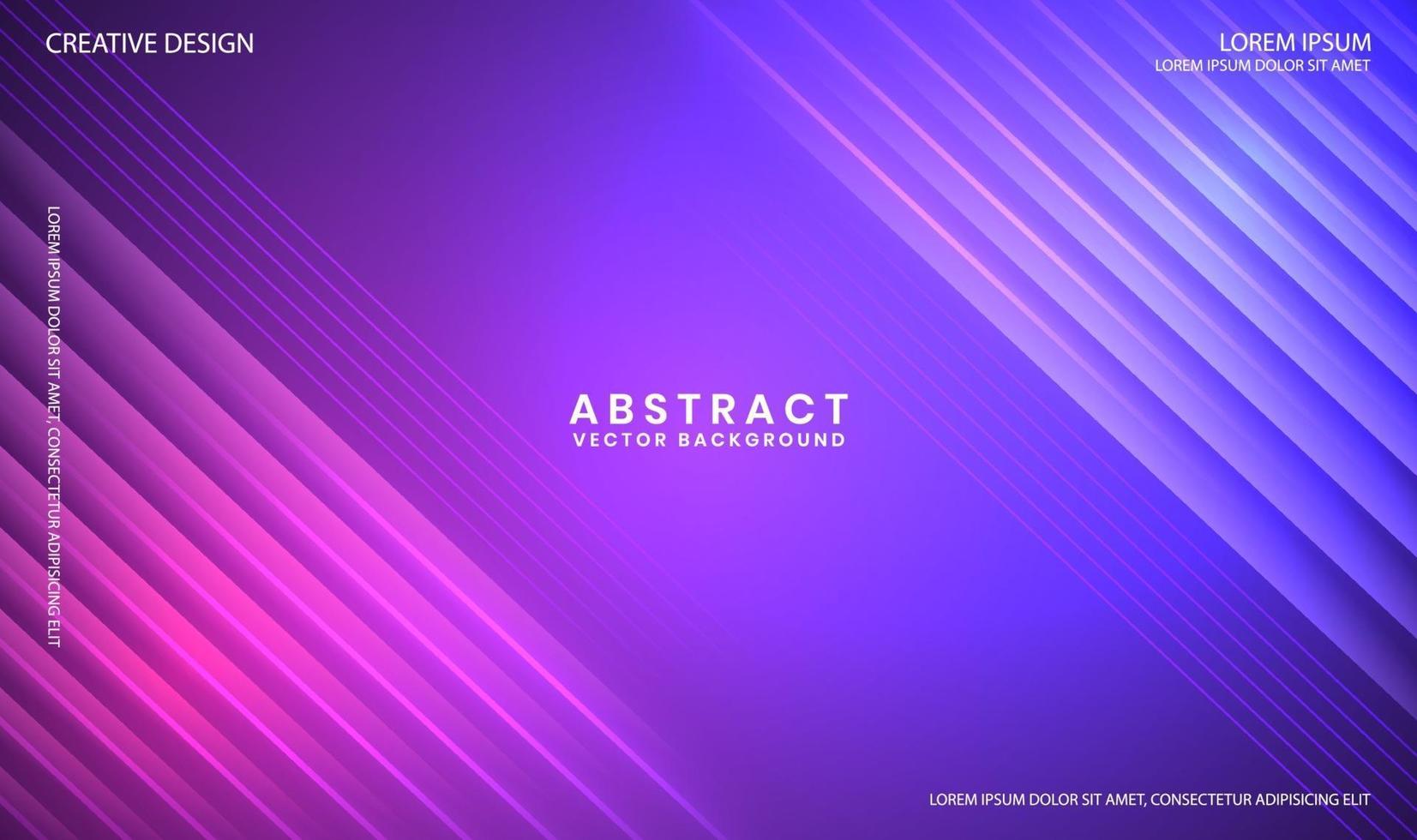 Abstract purple geometric background with neon light lines vector