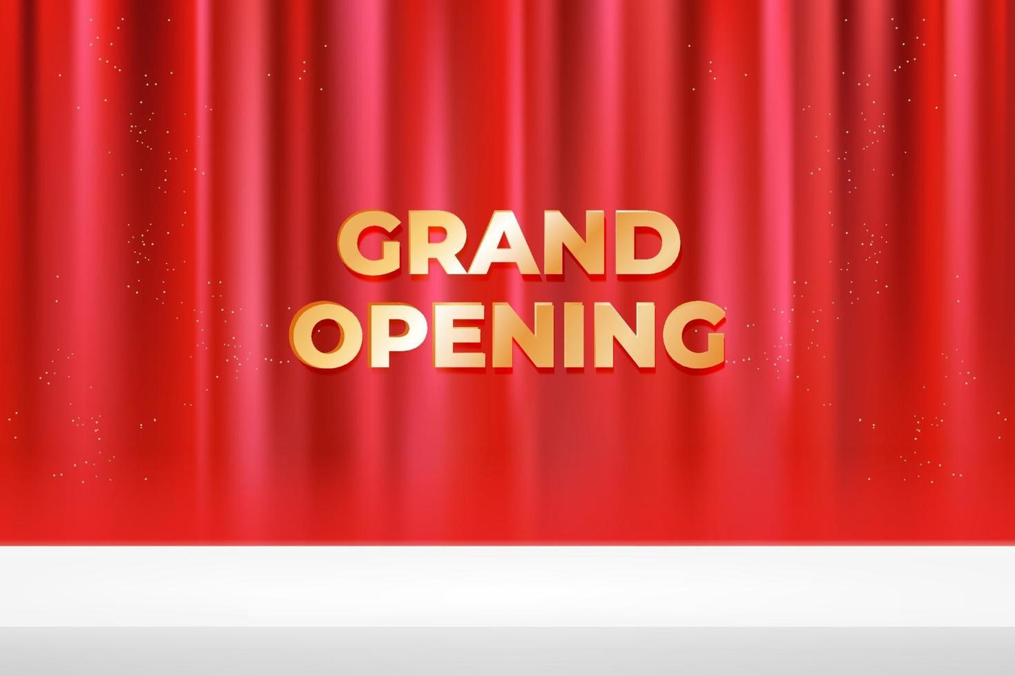 grand opening banner with red curtain vector