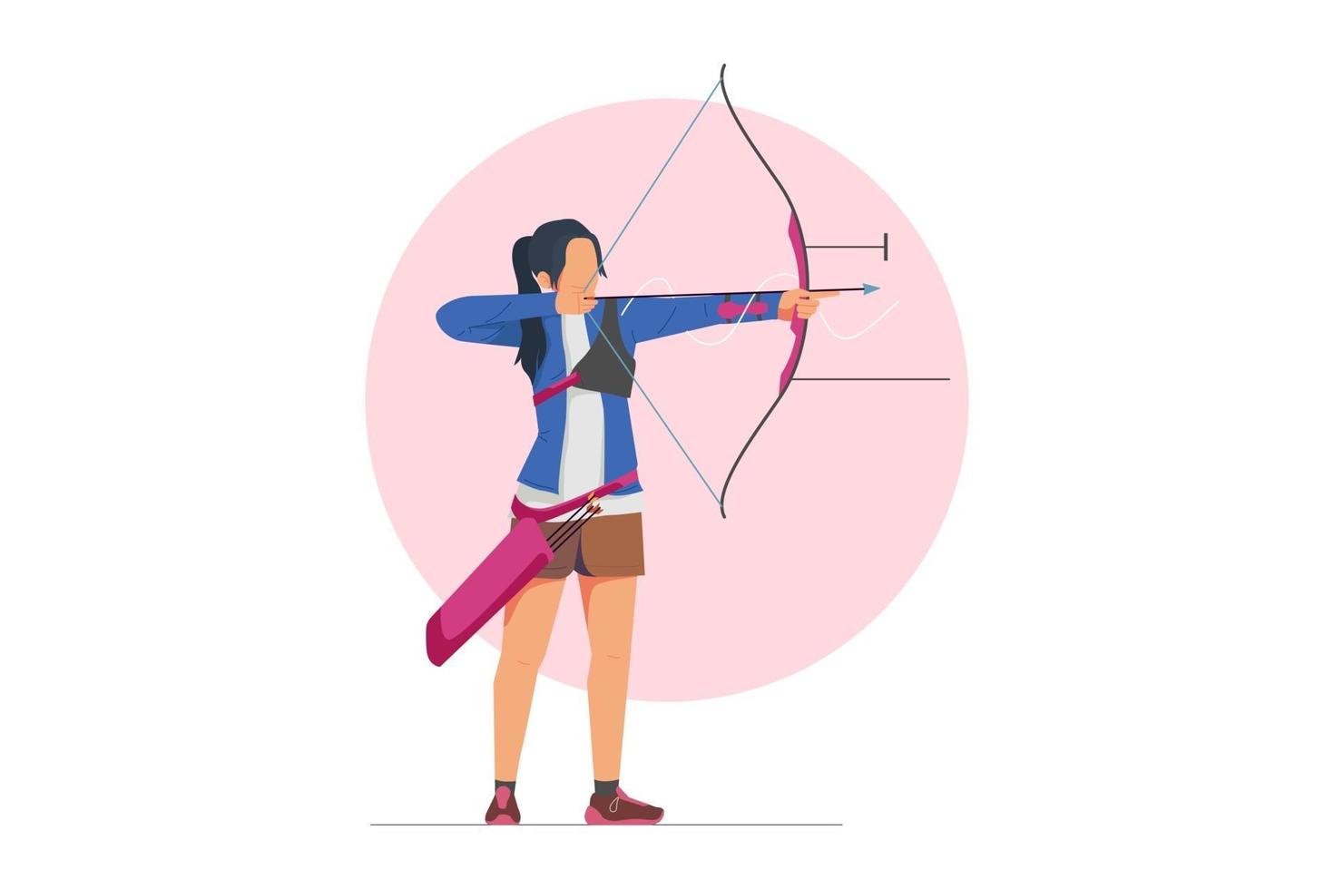 Archery player playing archery sport illustration vector