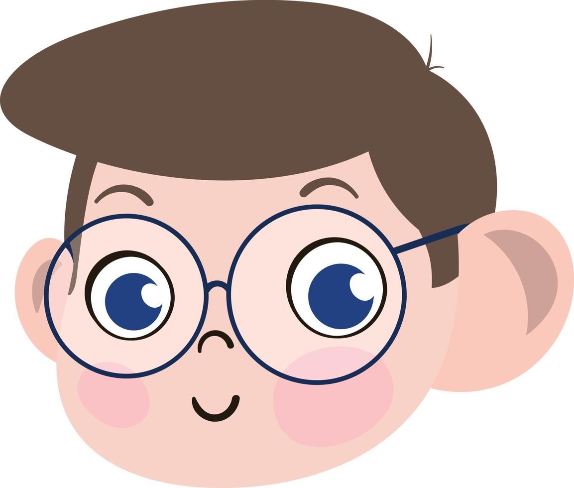 cara de niño chico lindo. niño inteligente y adorable con gafas. vector