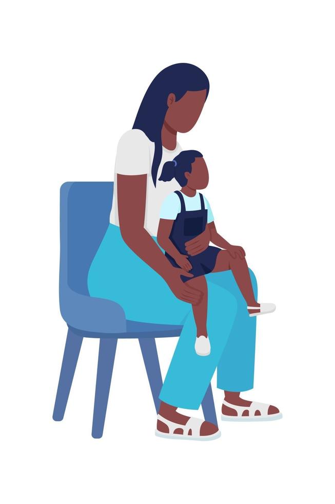 Young woman with kid semi flat color vector characters