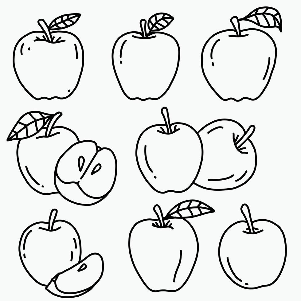 Doodle dibujo a mano alzada de manzana. vector