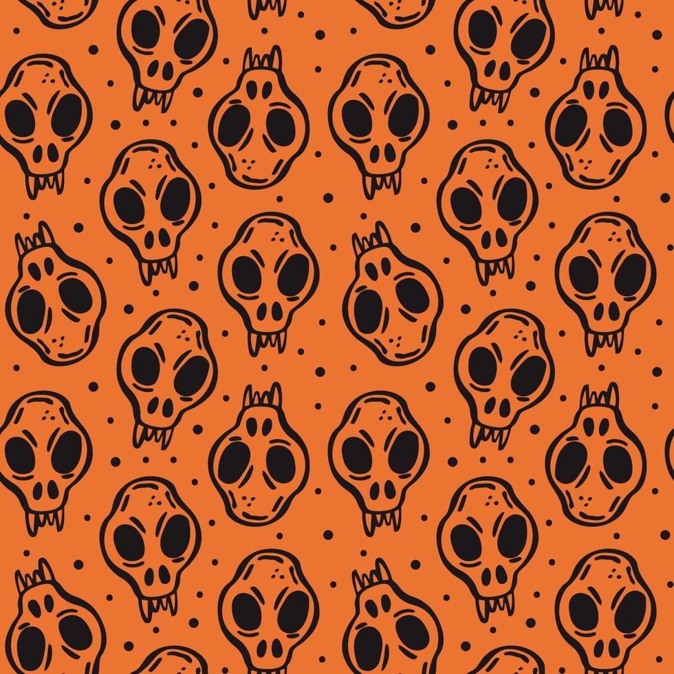 Halloween ink vector seamless pattern Animal skull skeleton head