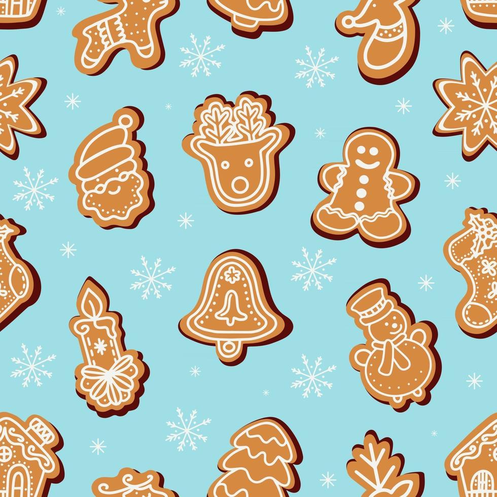 pattern of traditional gingerbread cookies for Christmas vector