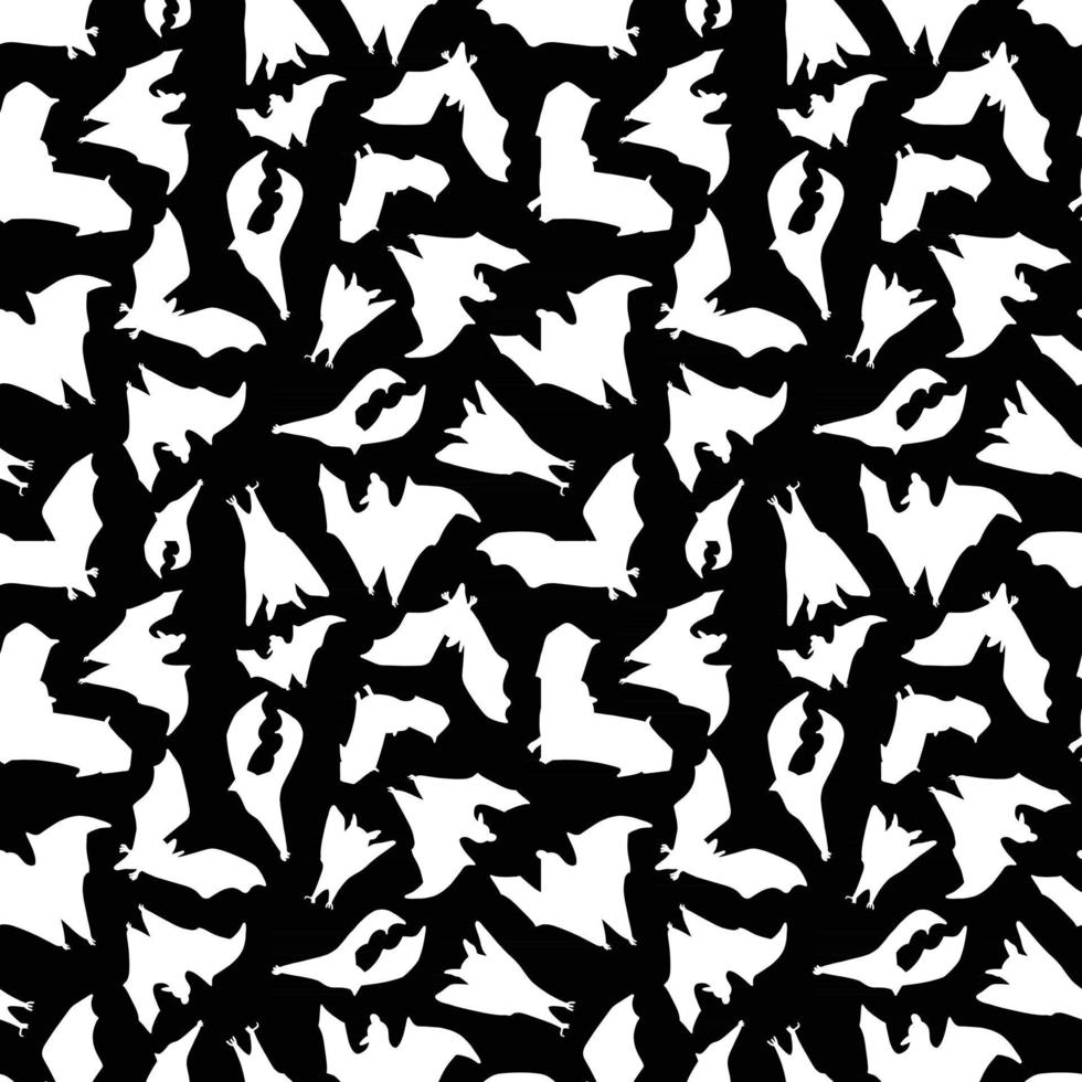 seamless pattern with bats. White bats on a black background. vector