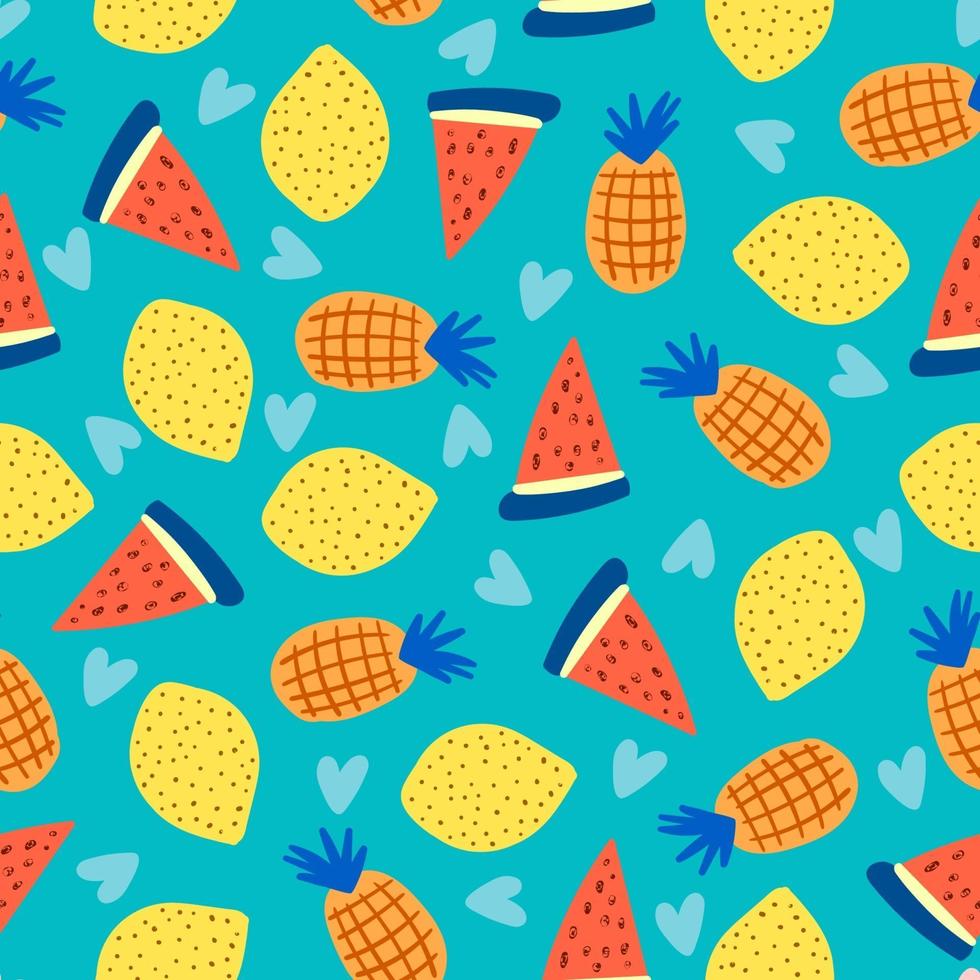 Seamless pattern of colorful summer fruits vector