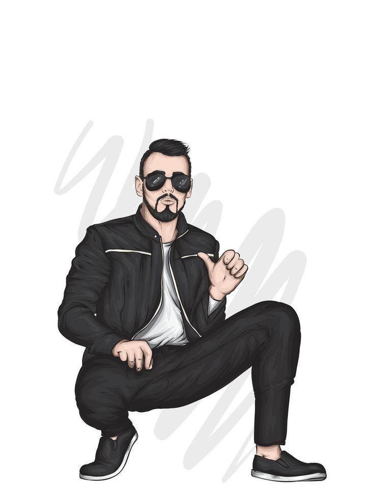 Handsome guy in stylish clothes vector