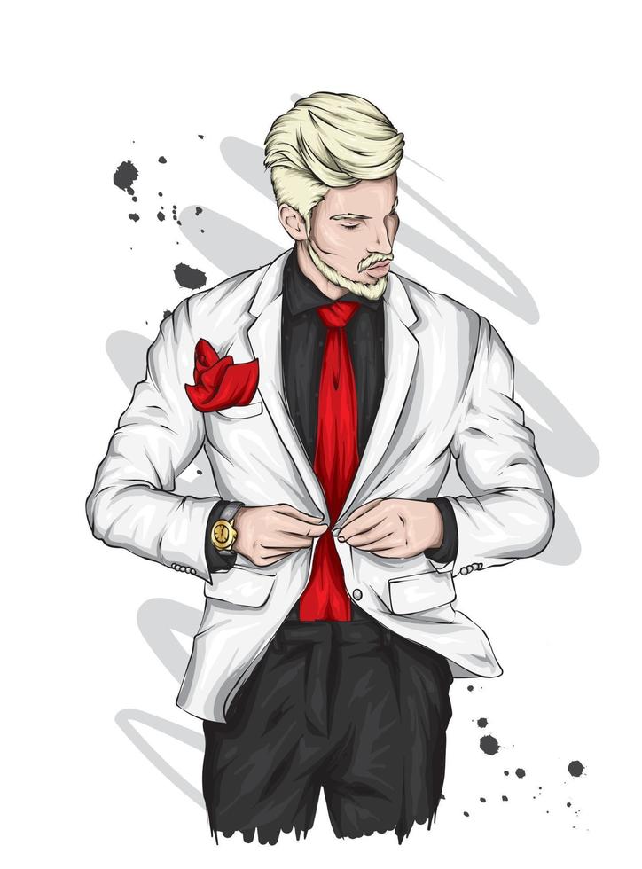 Handsome guy in stylish clothes vector