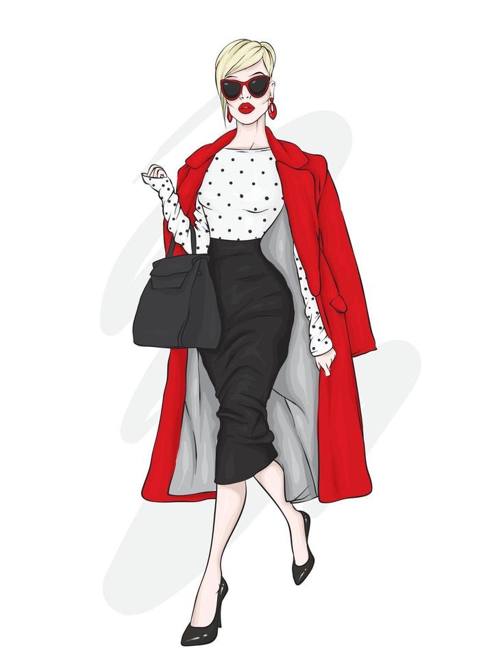 Beautiful girl in stylish clothes vector