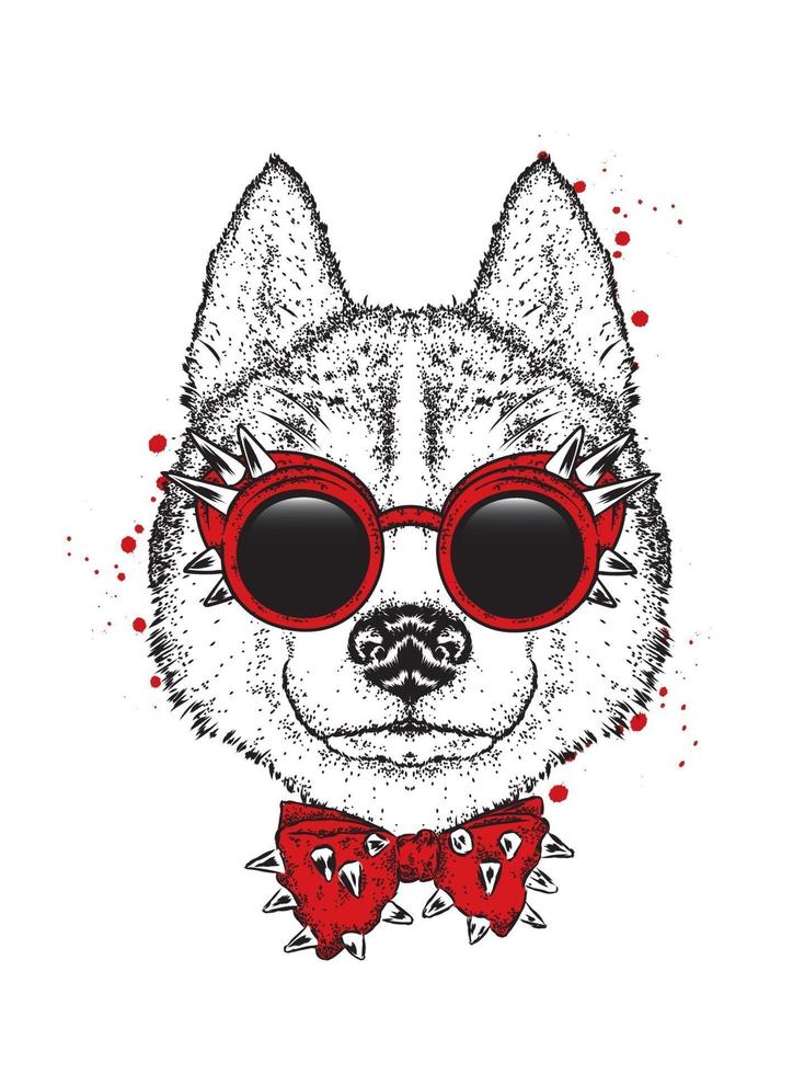 Beautiful hipster dog in stylish clothes and accessories vector