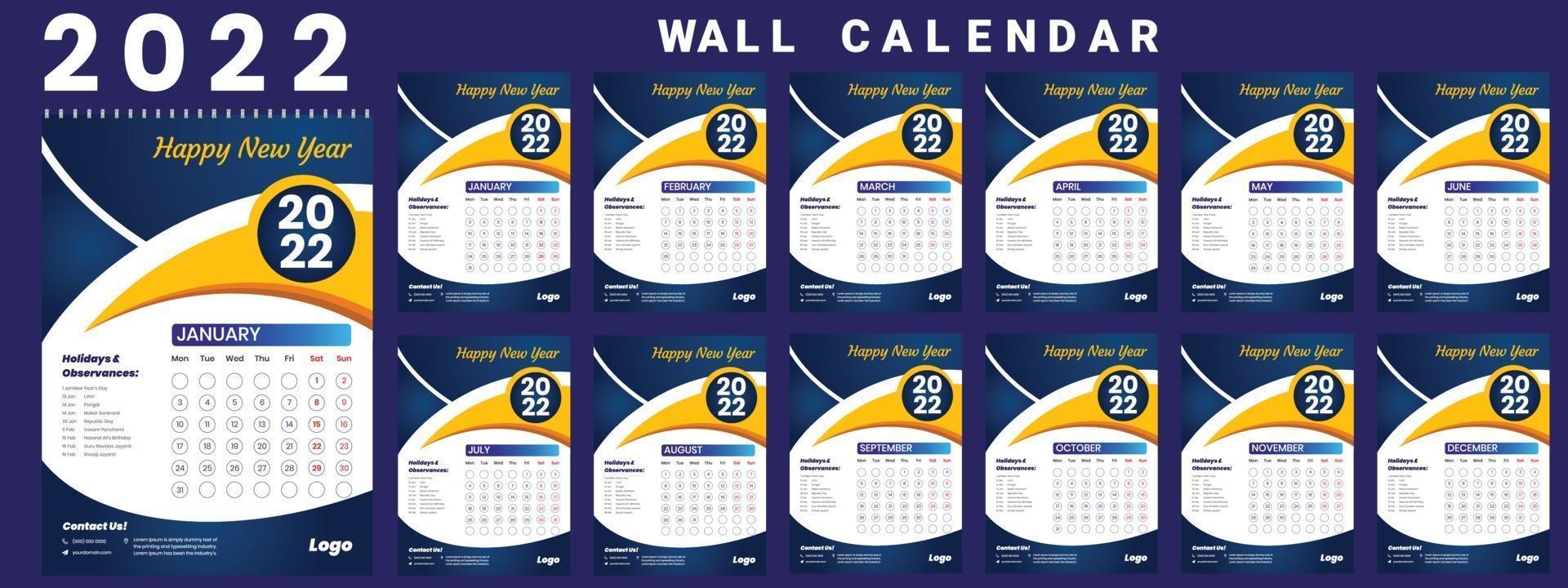 Ua Calendar 2022 Wall Calendar 2022 Week Start Monday Corporate Design Template Vector  3042946 Vector Art At Vecteezy