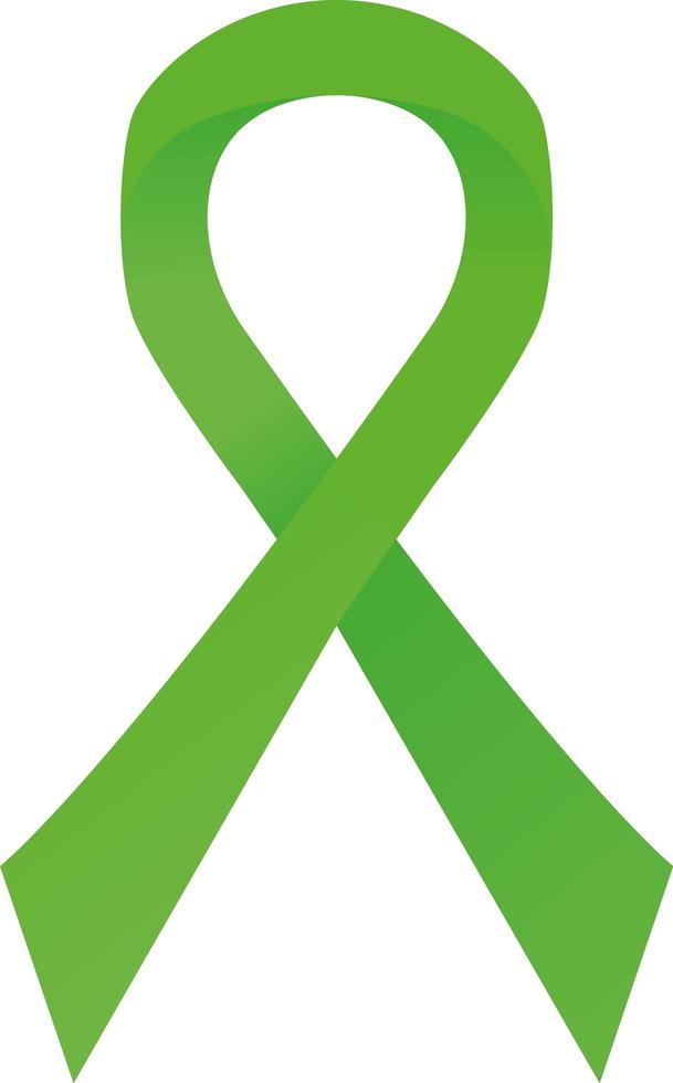 Green awareness ribbon. Bipolar disorder, Kidney cancer vector