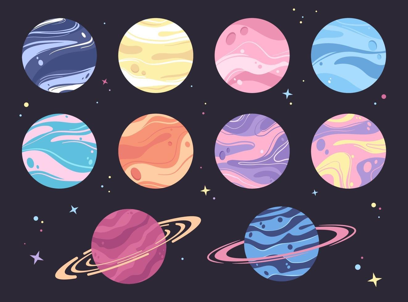 Planets, abstract illustrations vector