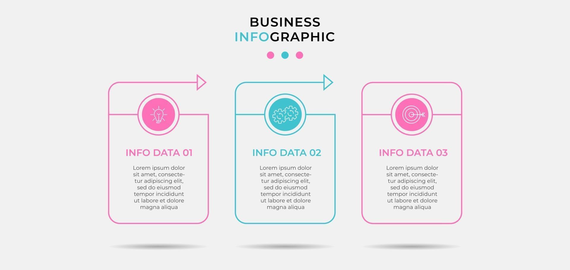 Infographic design template Vector with icons and 3 options or steps