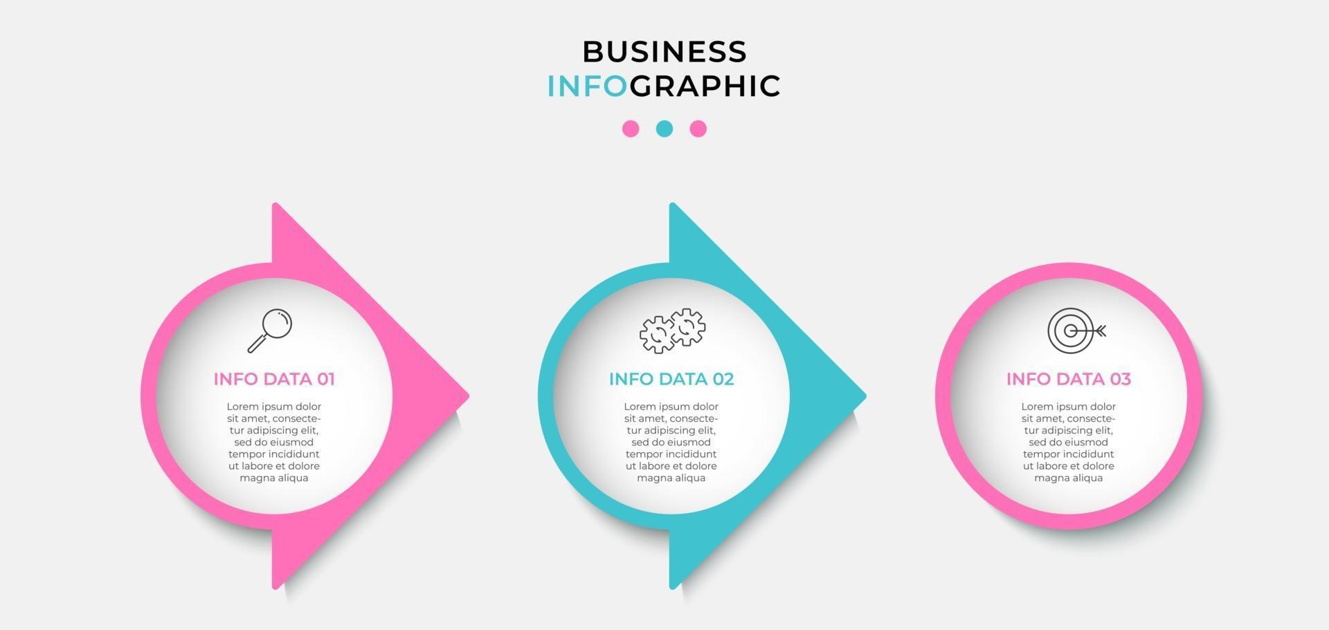 Infographic design template Vector with icons and 3 options or steps