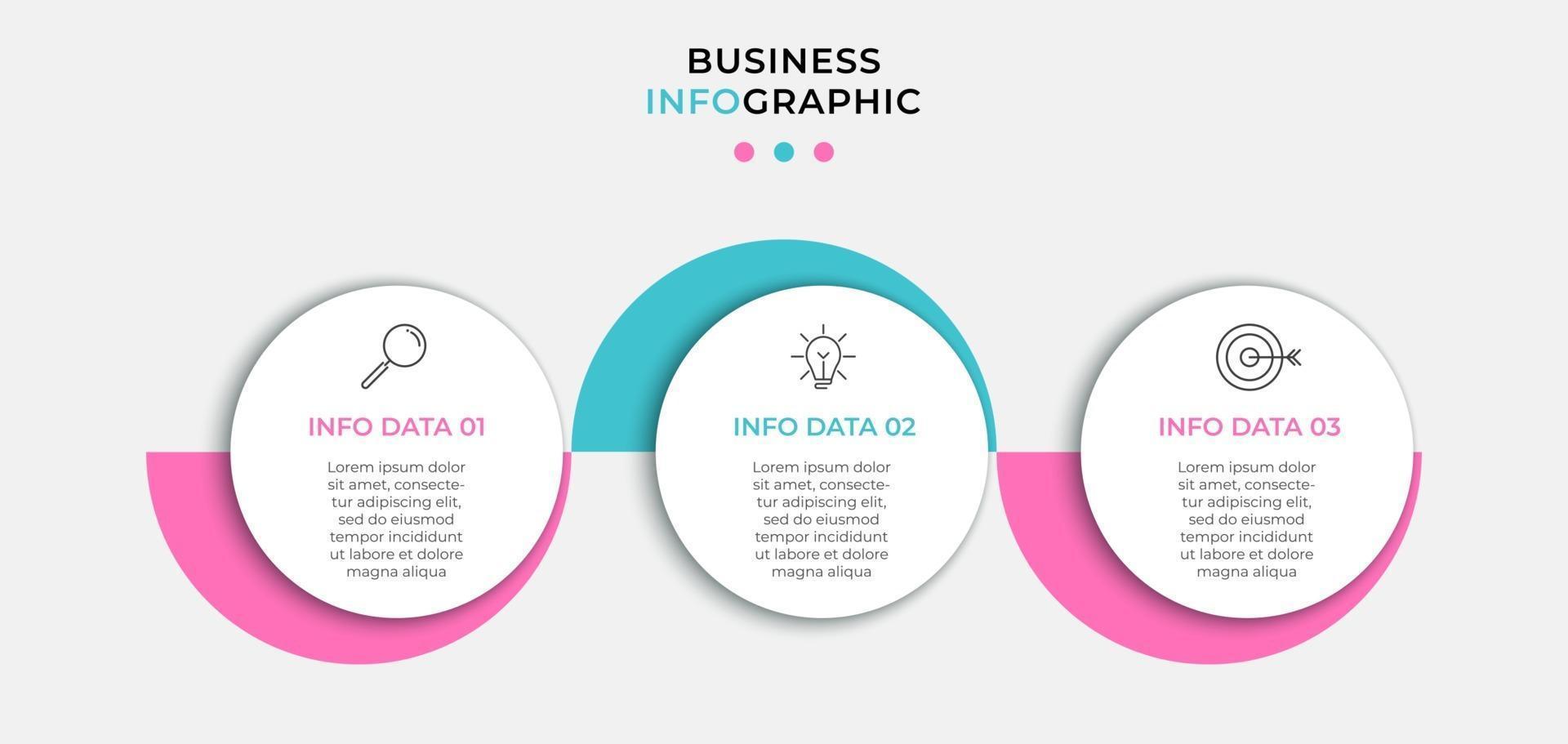Infographic design template Vector with icons and 3 options or steps