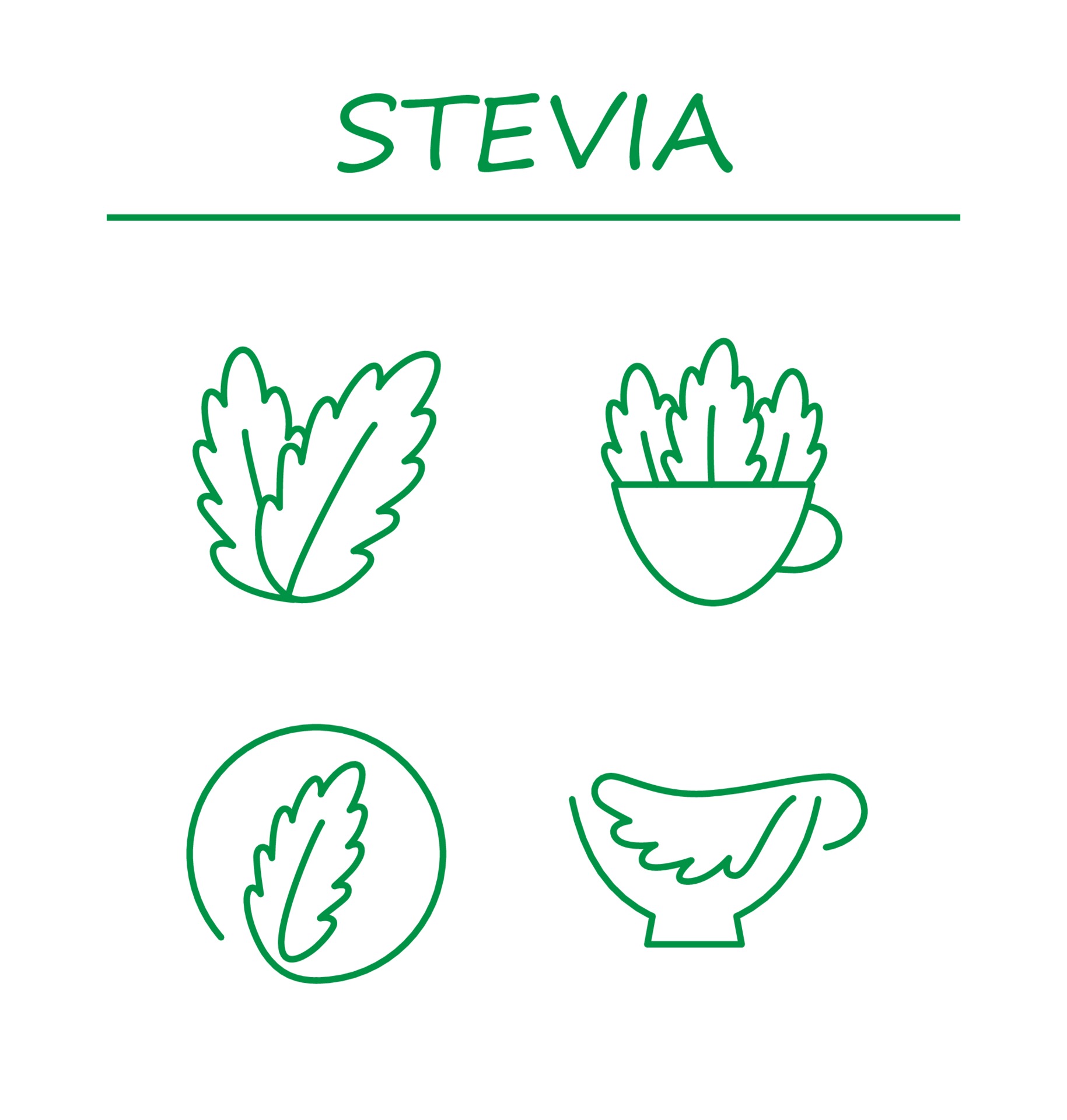 Stevia leaves icons. Natural stevia sweetener. Editable stroke 3043269 Vector Art at Vecteezy
