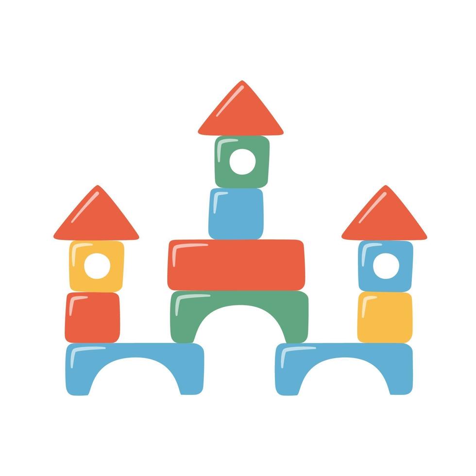 torres de bloques de juguete para niños. ladrillos de niños multicolores para construir vector
