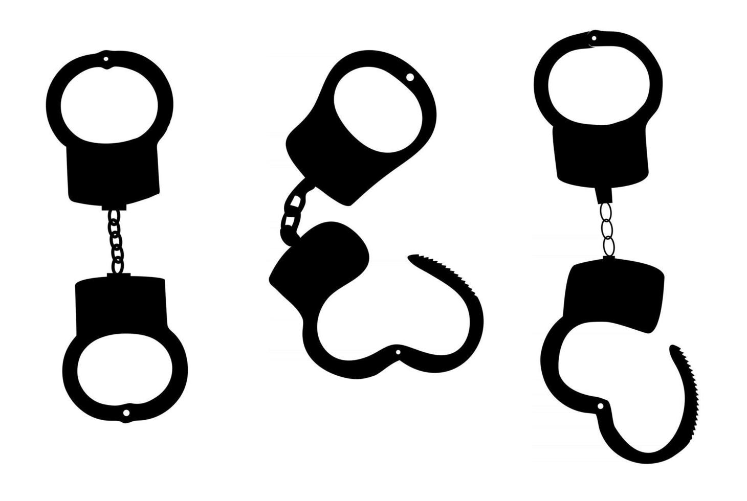 Handcuffs Silhouettes Vector Illustration on White Background