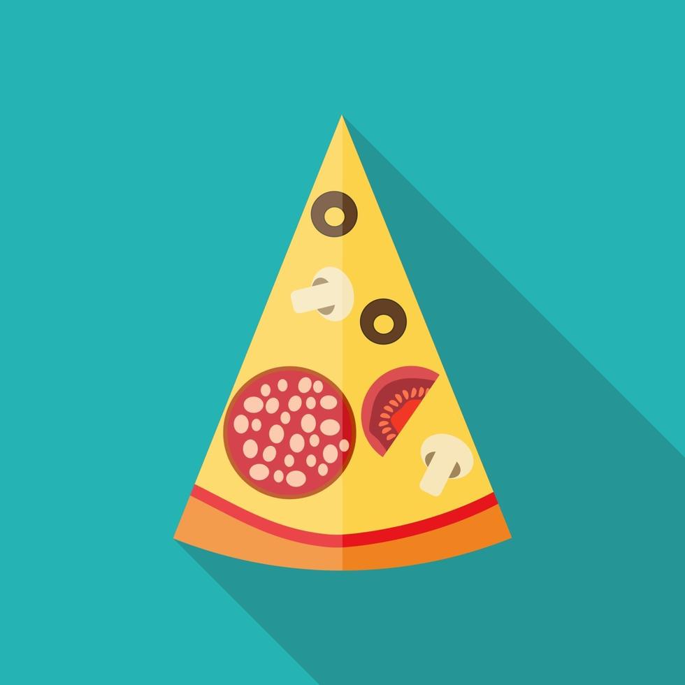 Pizza Flat Icon with Long Shadow, Vector Illustration