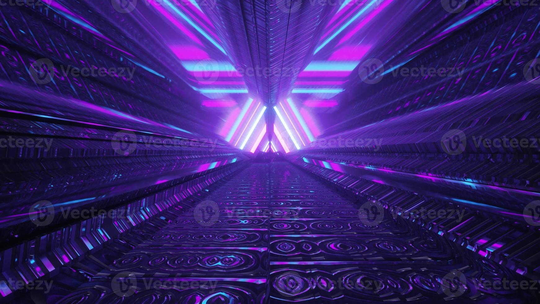 Abstract tunnel with geometric neon design 4K UHD 3d illustration photo