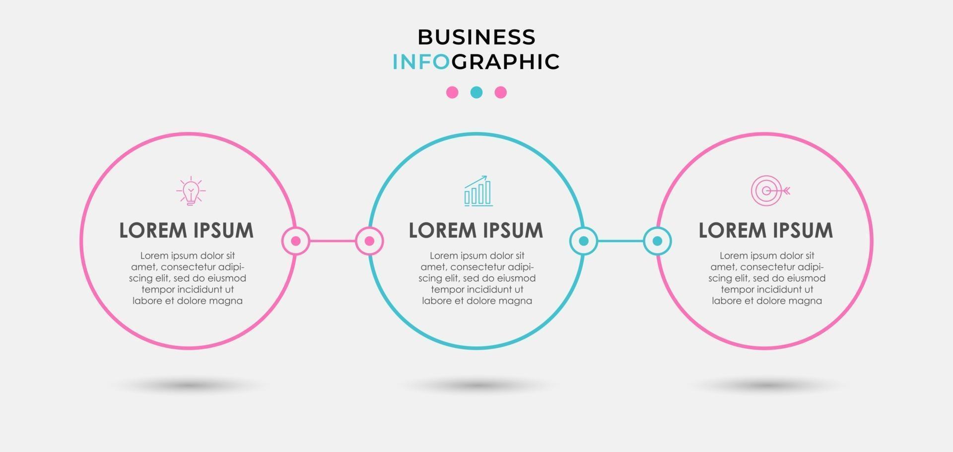Infographic design template Vector with icons and 3 options or steps
