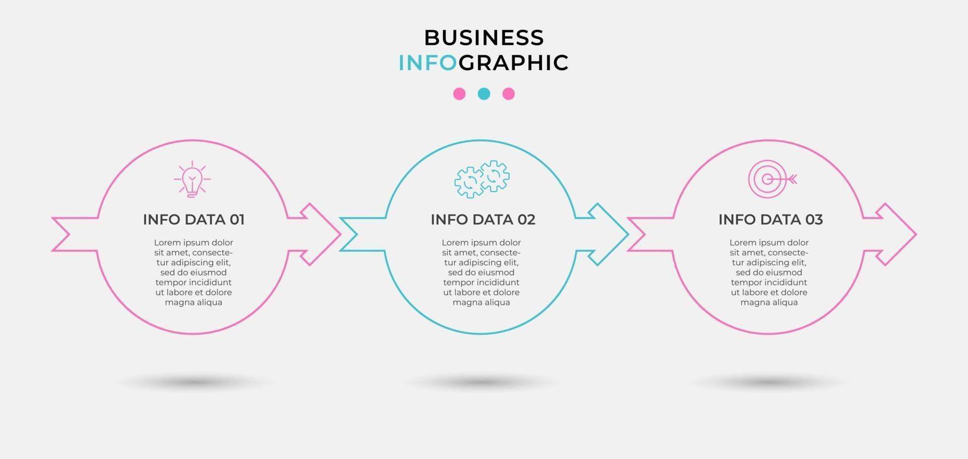 Infographic design template Vector with icons and 3 options or steps