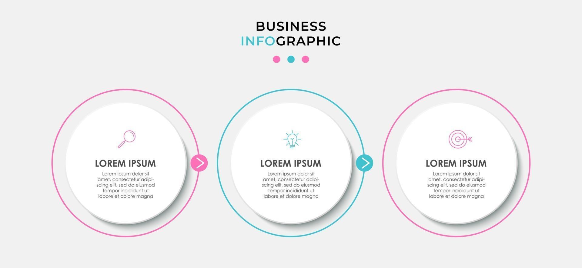 Infographic design template Vector with icons and 3 options or steps