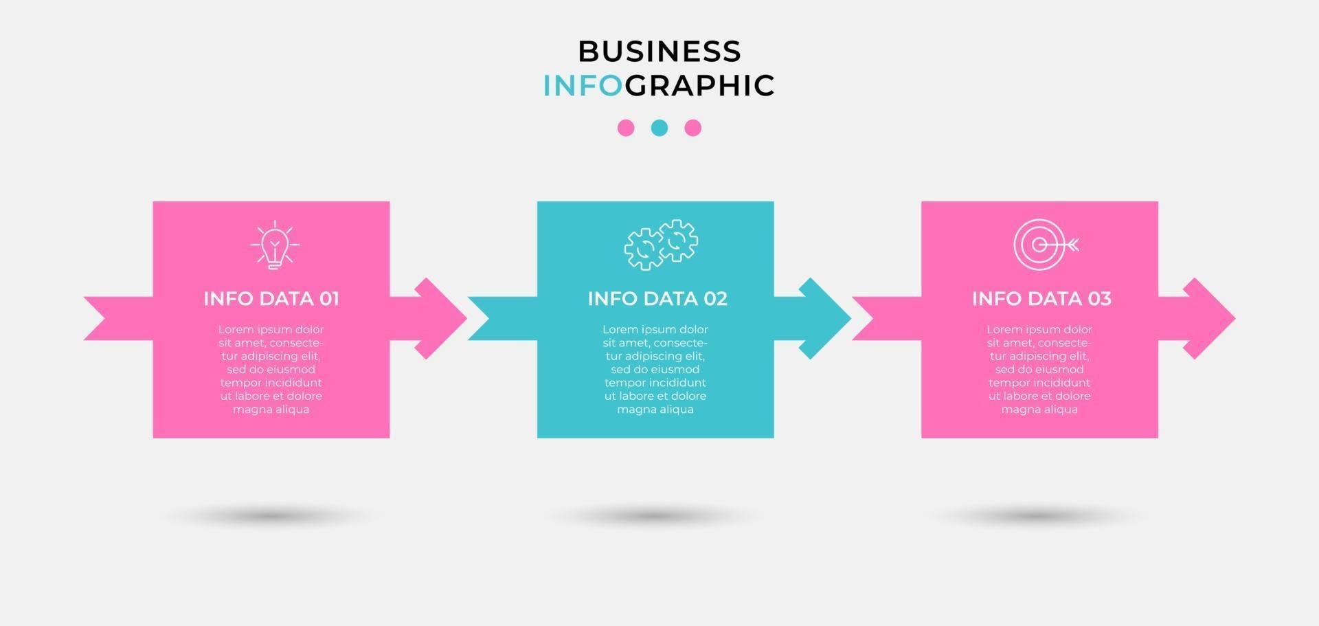 Infographic design template Vector with icons and 3 options or steps