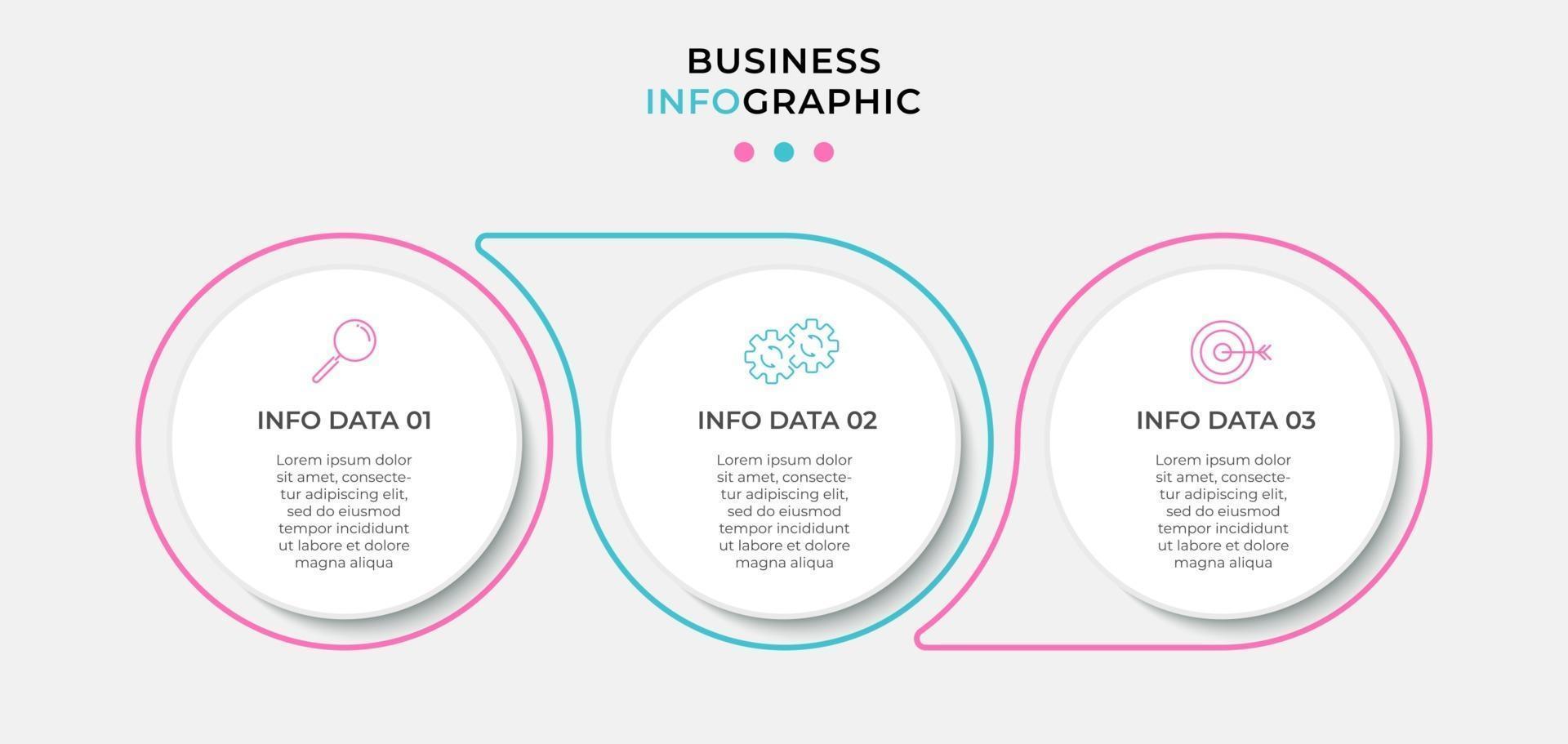 Infographic design template Vector with icons and 3 options or steps