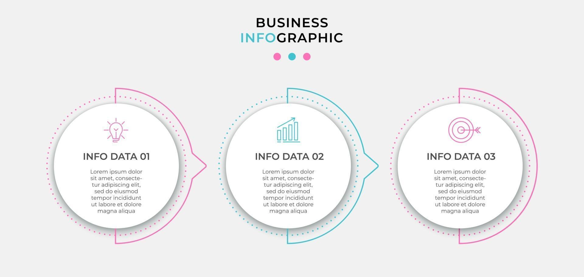 Infographic design template Vector with icons and 3 options or steps