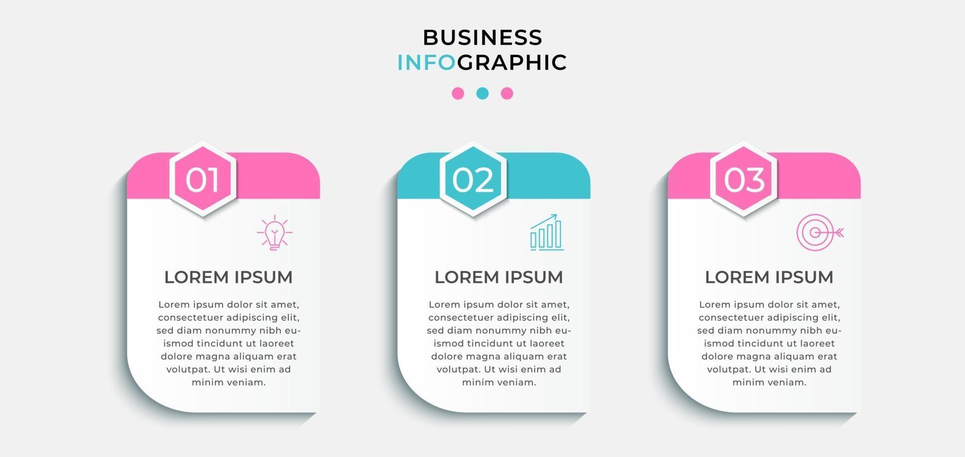 Infographic design template Vector with icons and 3 options or steps