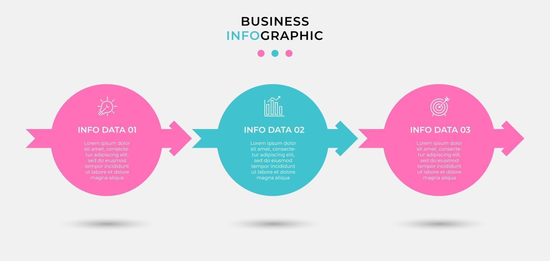 Infographic design template Vector with icons and 3 options or steps