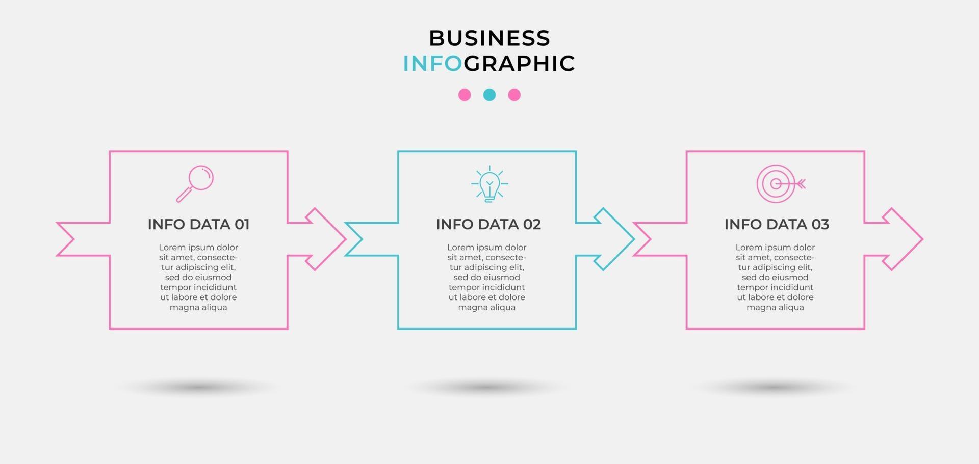 Infographic design template Vector with icons and 3 options or steps