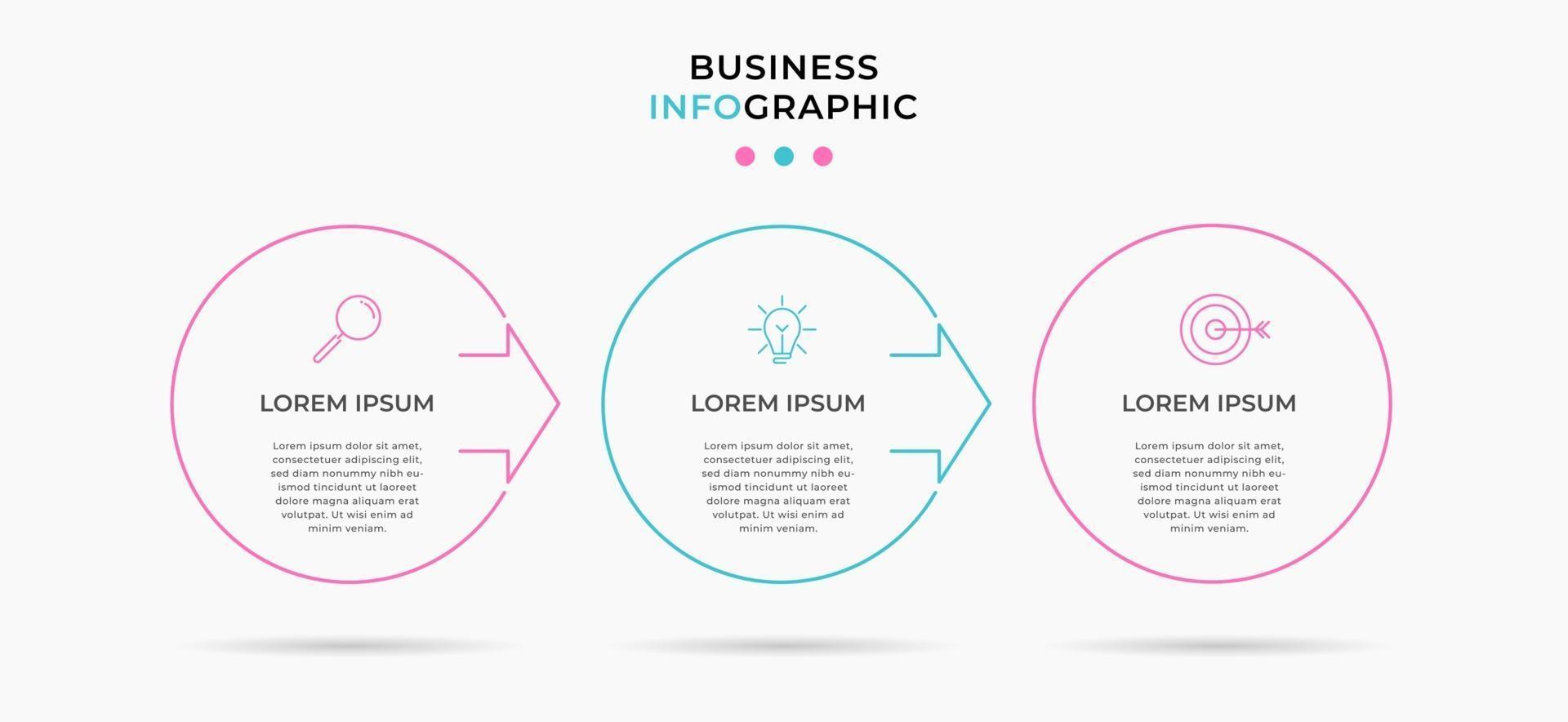 Infographic design template with icons and 3 options or steps vector