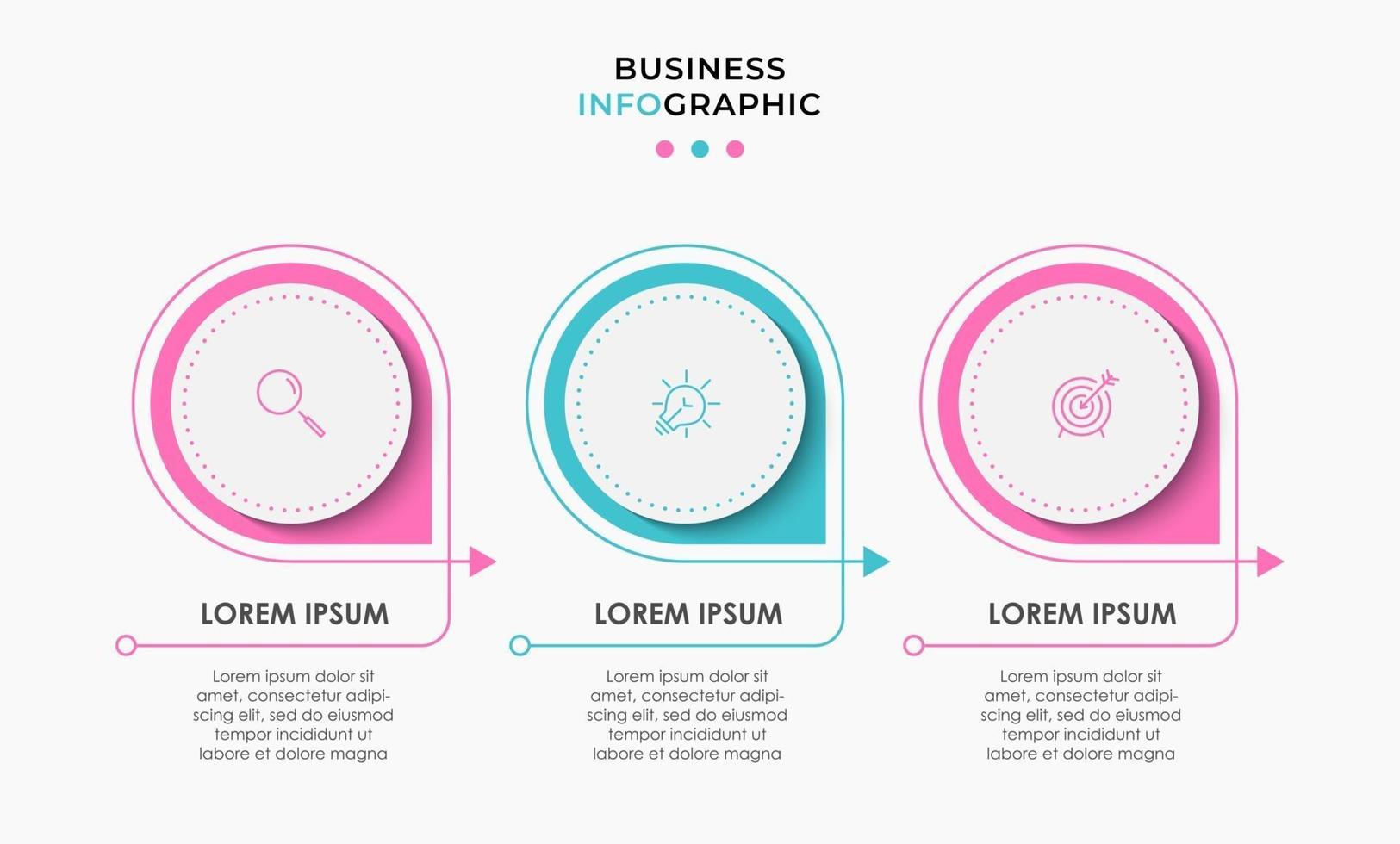 Infographic design template with icons and 3 options or steps vector