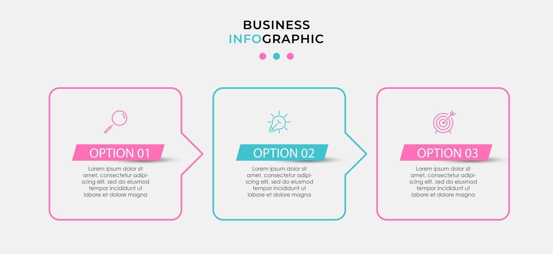 Infographic design template with icons and 3 options or steps vector