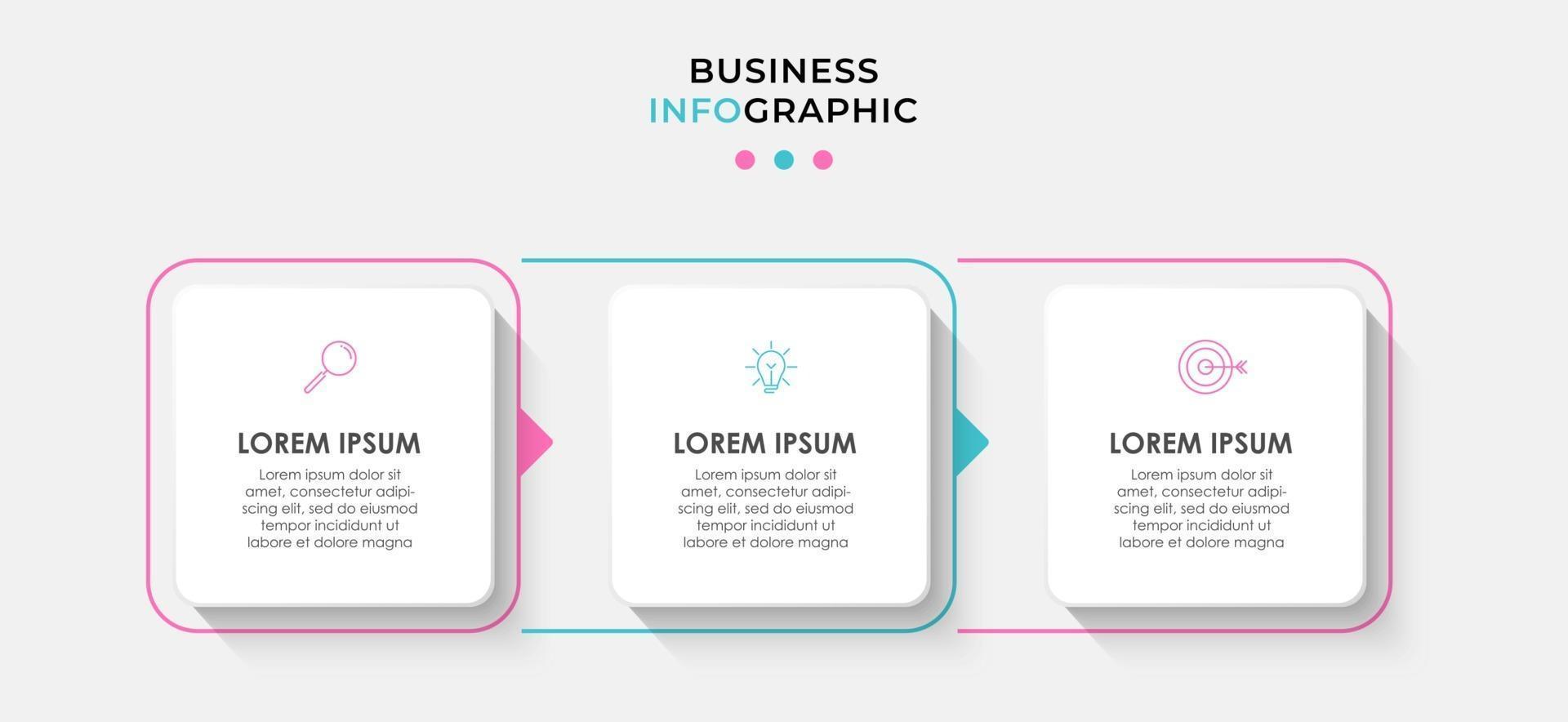 Infographic design template Vector with icons and 3 options or steps