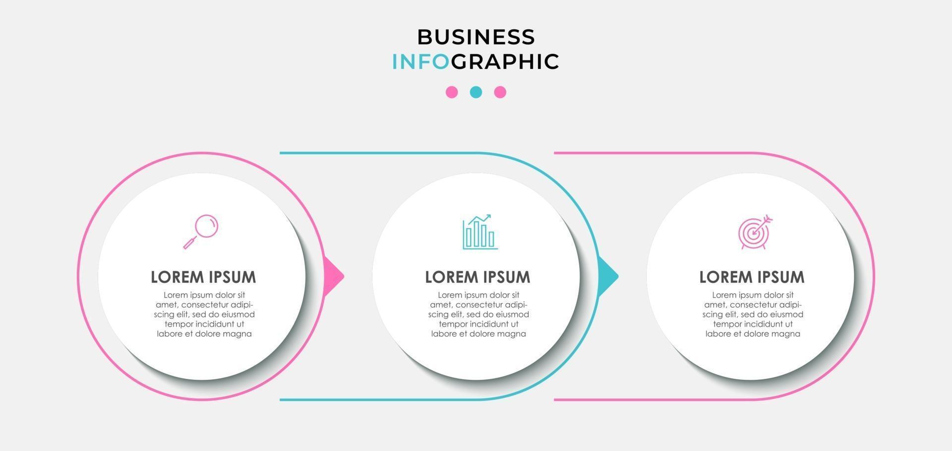 Infographic design template Vector with icons and 3 options or steps
