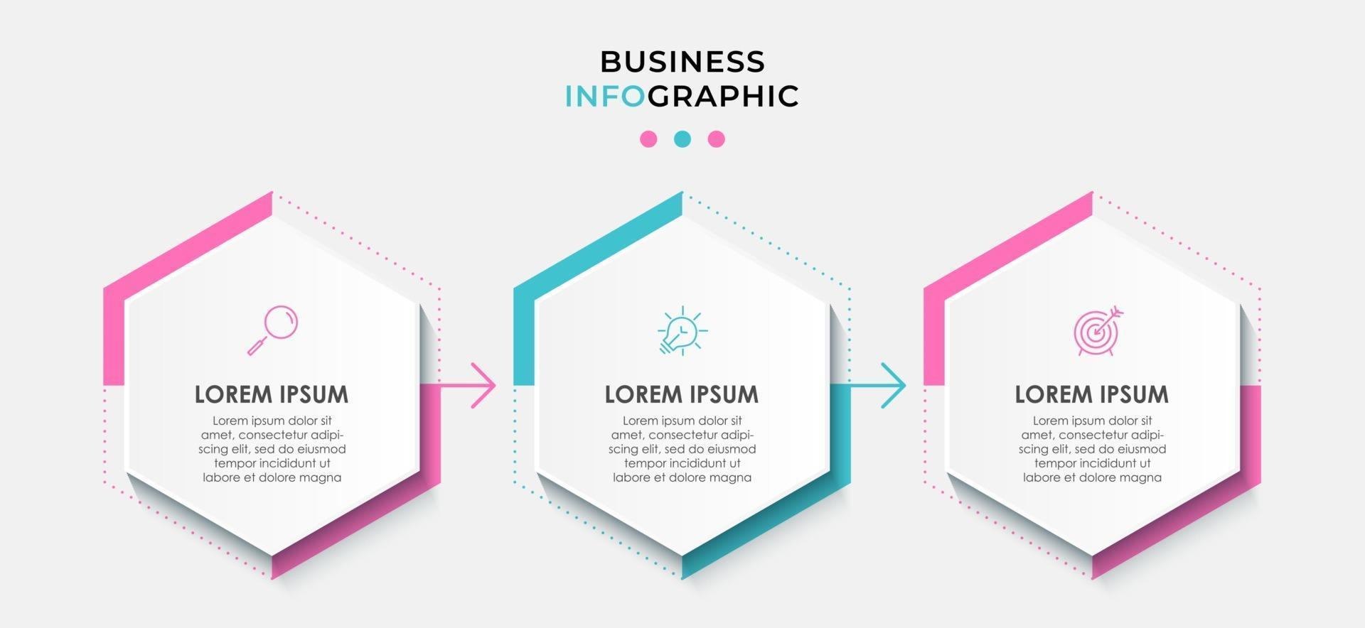 Infographic design template with icons and 3 options or steps vector