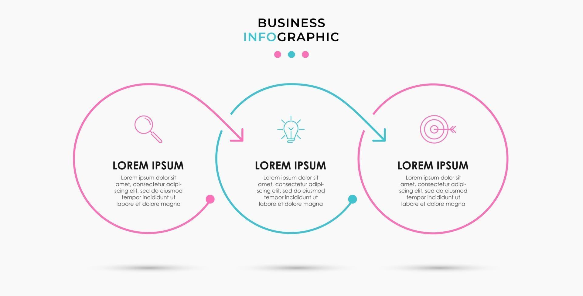 Infographic design template with icons and 3 options or steps vector