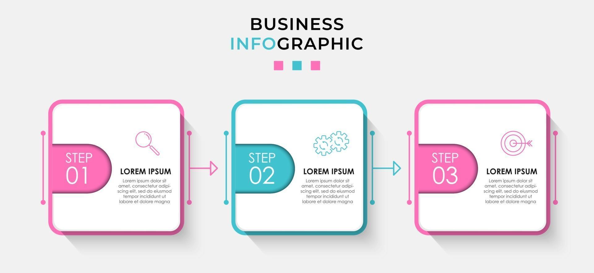 Infographic design template with icons and 3 options or steps vector