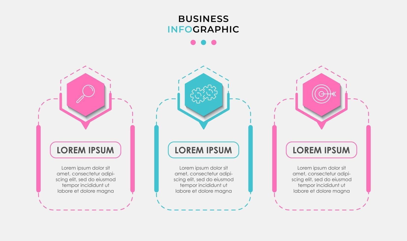 Infographic design template with icons and 3 options or steps vector